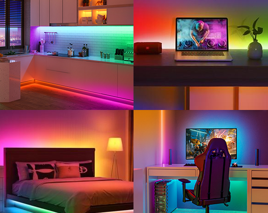 Luzes de tira LED inteligentes RGB decorativas flexíveis (4)