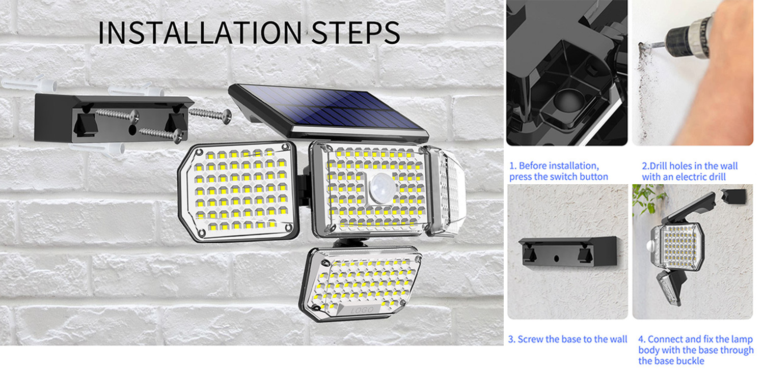 IP65 vanntett LED solcellelys for hjemmet med PIR-sensor (10)